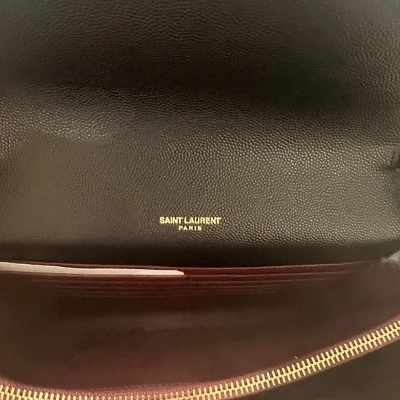 New Saint Laurent Cassandra YSL Wallet on Chain Grained Black Leather Crossbody - Picture 8 of 10